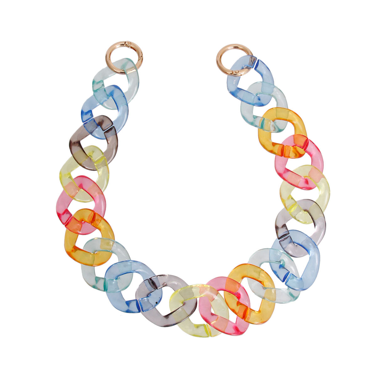 Multi Pastel Clear Link Chain Necklace