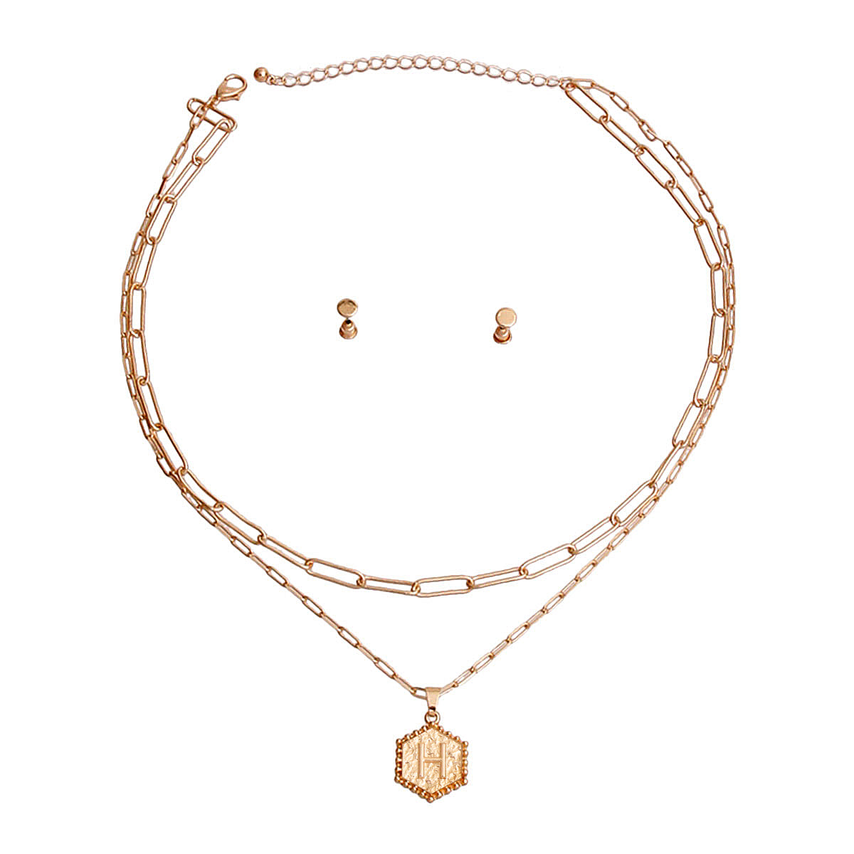 H Hexagon Initial Charm Necklace