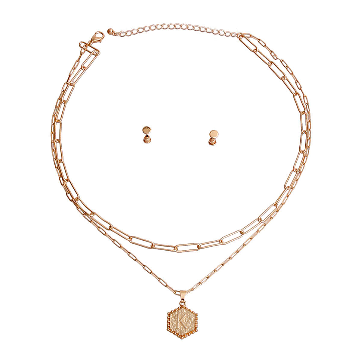 K Hexagon Initial Charm Necklace