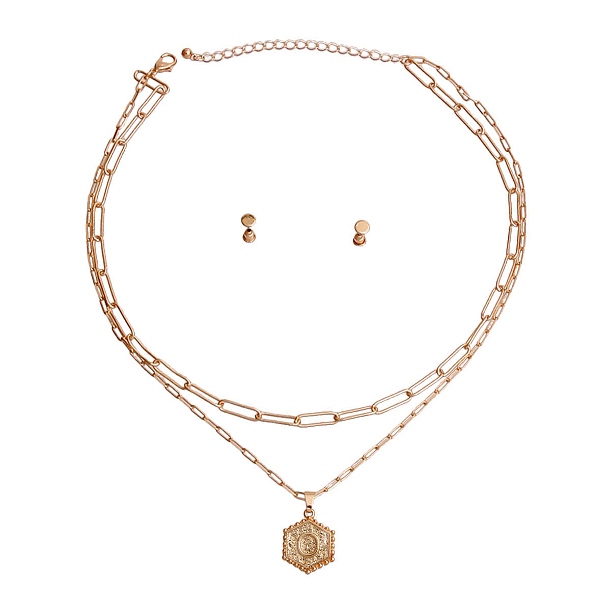 O Hexagon Initial Charm Necklace