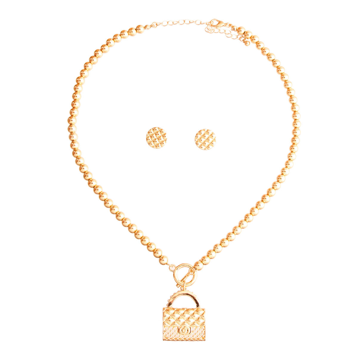 Designer Gold Ball Toggle Necklace