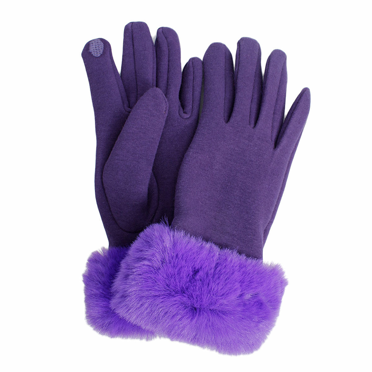 Gloves Purple Fur Trim Winter Gloves for Women
