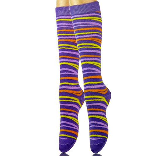 Purple Tiger Stripe Knee High Socks